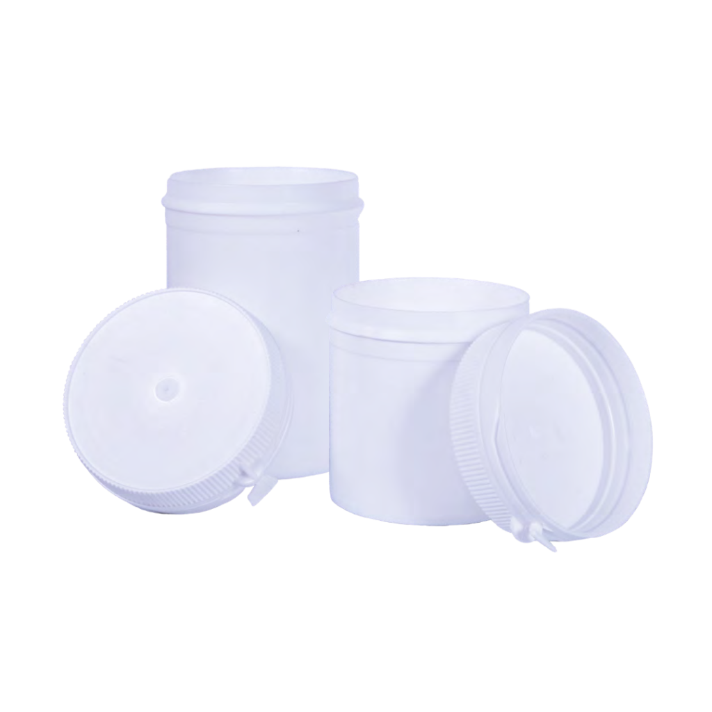 plastic containers in white